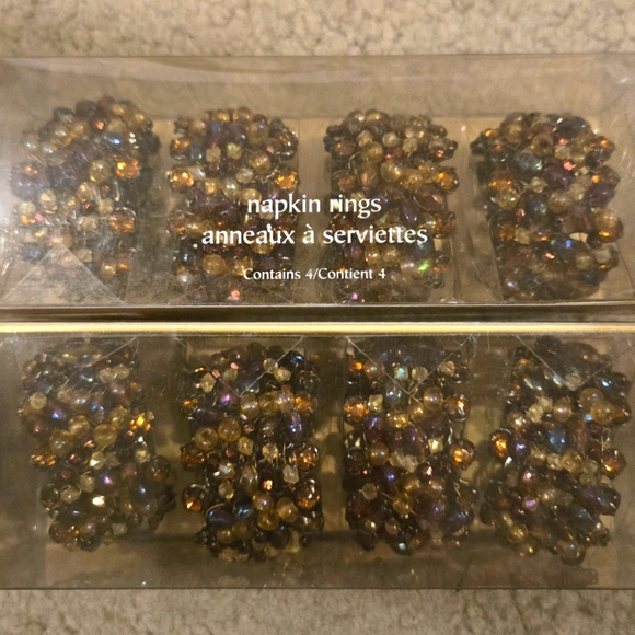 Pier 1 Elegant Beaded Napkin Rings set of 8 - Picture 1 of 3